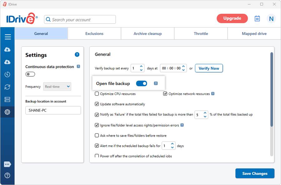 Open File Backup New Sync