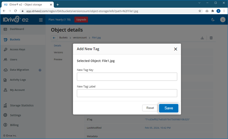 FAQ dashboard - Add tag popup