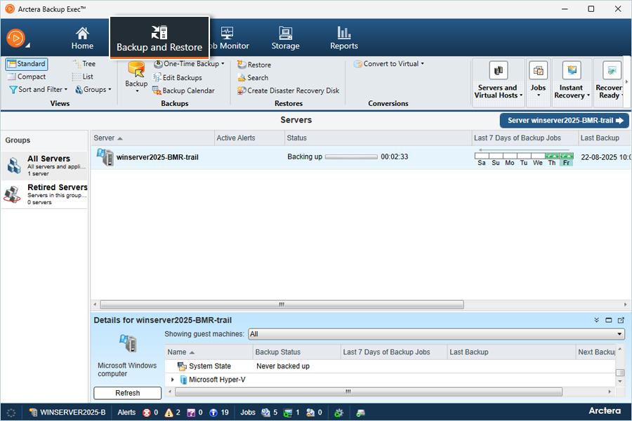 Go to Console > Backup & Restore