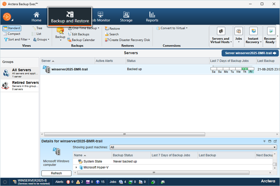 Click on Backups & Restore