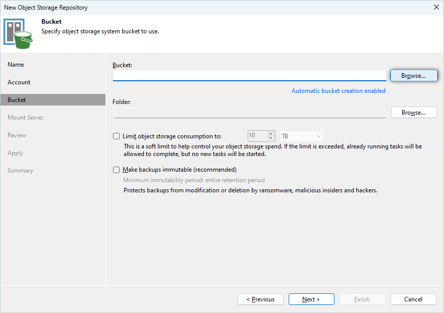 Veeam Proxmox Guide - browse and select bucket