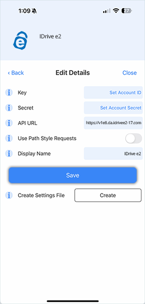 IDrive e2 with file browser