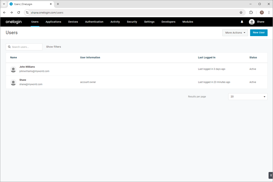Select User and click save