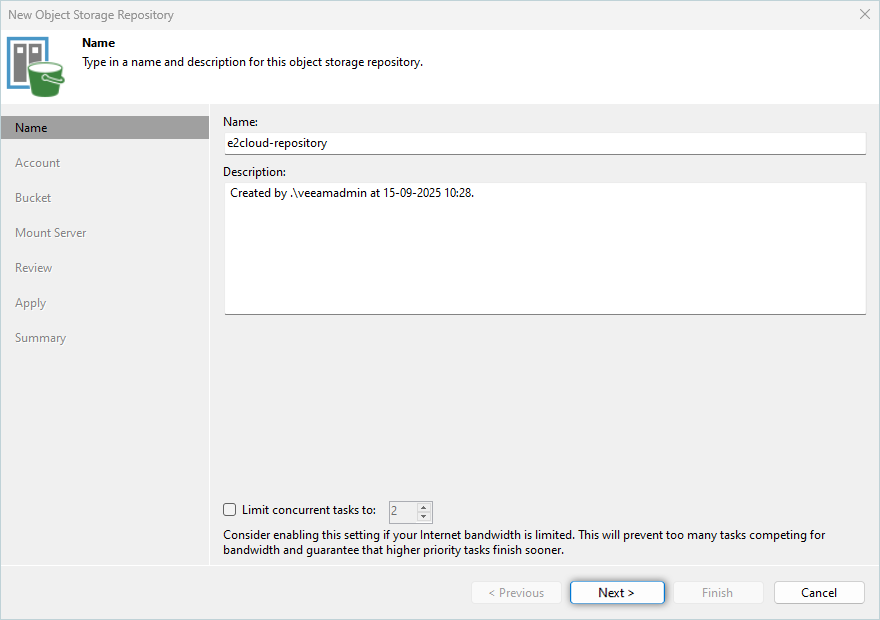 Veeam Proxmox Guide - enter name and click next