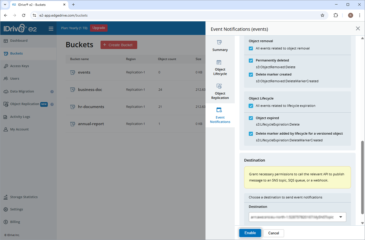 Add bucket event notifications