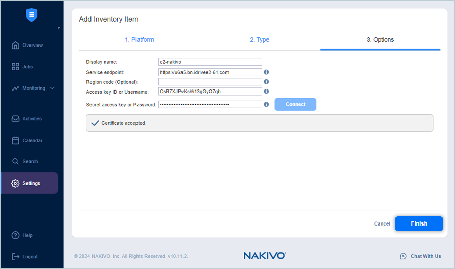 IDrive e2 with nakivo backup