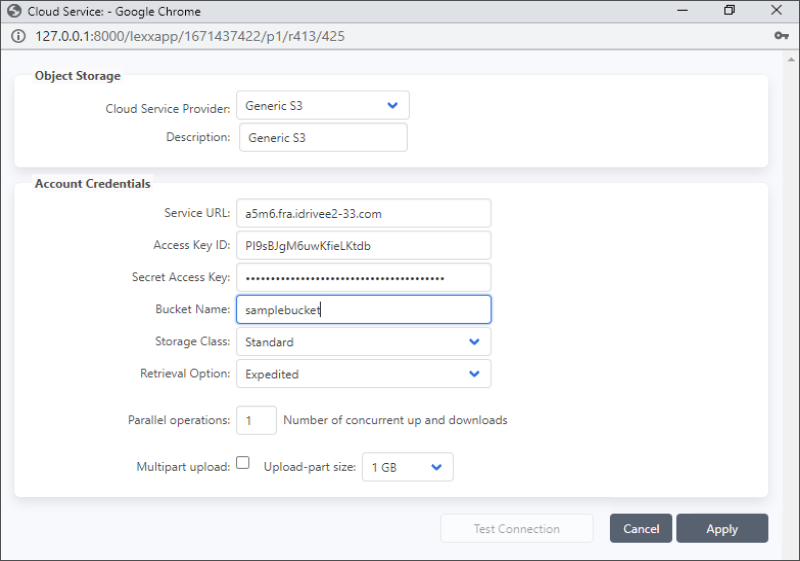 Enter Access Key Details