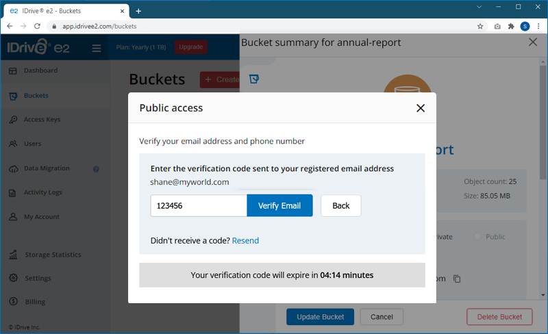 FAQ dashboard - Email OTP verification screen