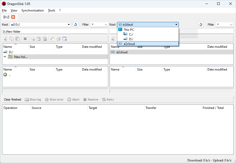 Select source and destination