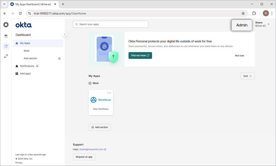 Okta Admin Console