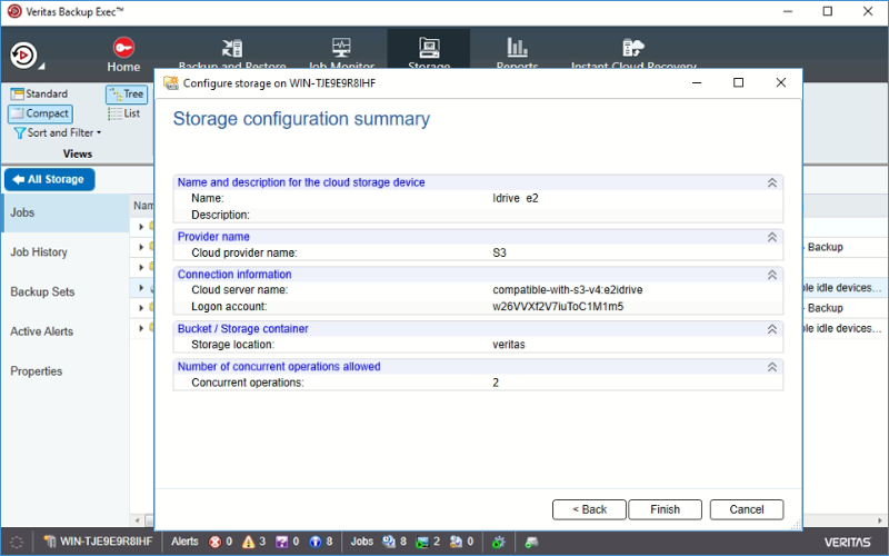 IDrive e2 with veritas backup Exec