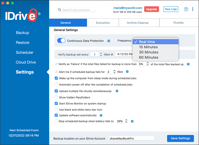 Disable Continuous Backup