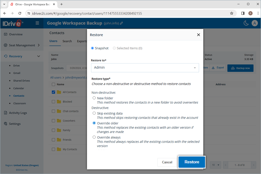  view client wise status