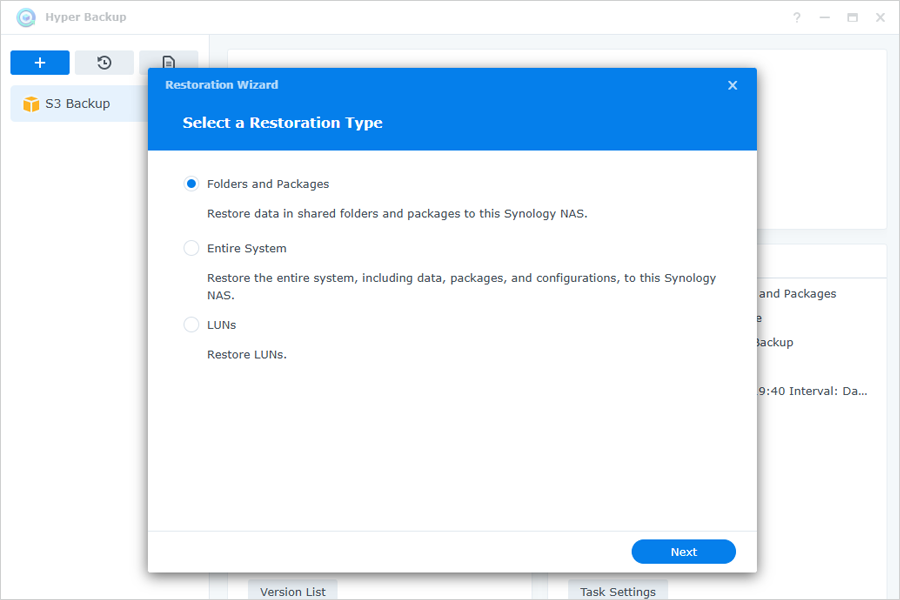 Select restoration type