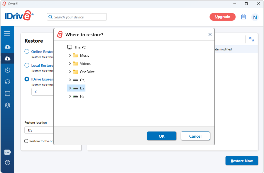 Select Restore Drive Windows